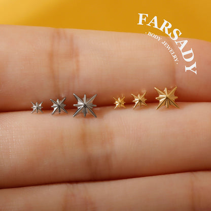 Octagram Lumen - F136 Titanium Replacement Tops / Fits Internal Thread Ear Studs