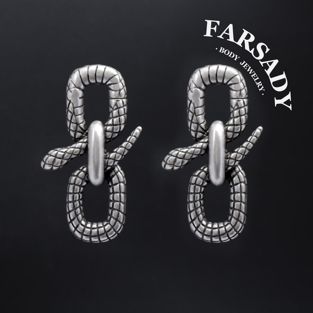 Serpens Volutus - 316L Magnetic Hinged Ear Weights / Fits 3G 2G Stretched Ear Lobes Tunnels Plugs