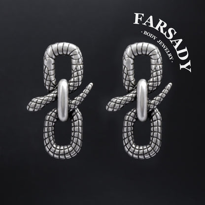 Serpens Volutus - 316L Magnetic Hinged Ear Weights / Fits 3G 2G Stretched Ear Lobes Tunnels Plugs