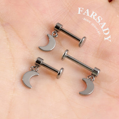 Moon Whisper - F136 Titanium Internally Threaded Stud / Fits Cartilage Helix Tragus Lobe Piercing