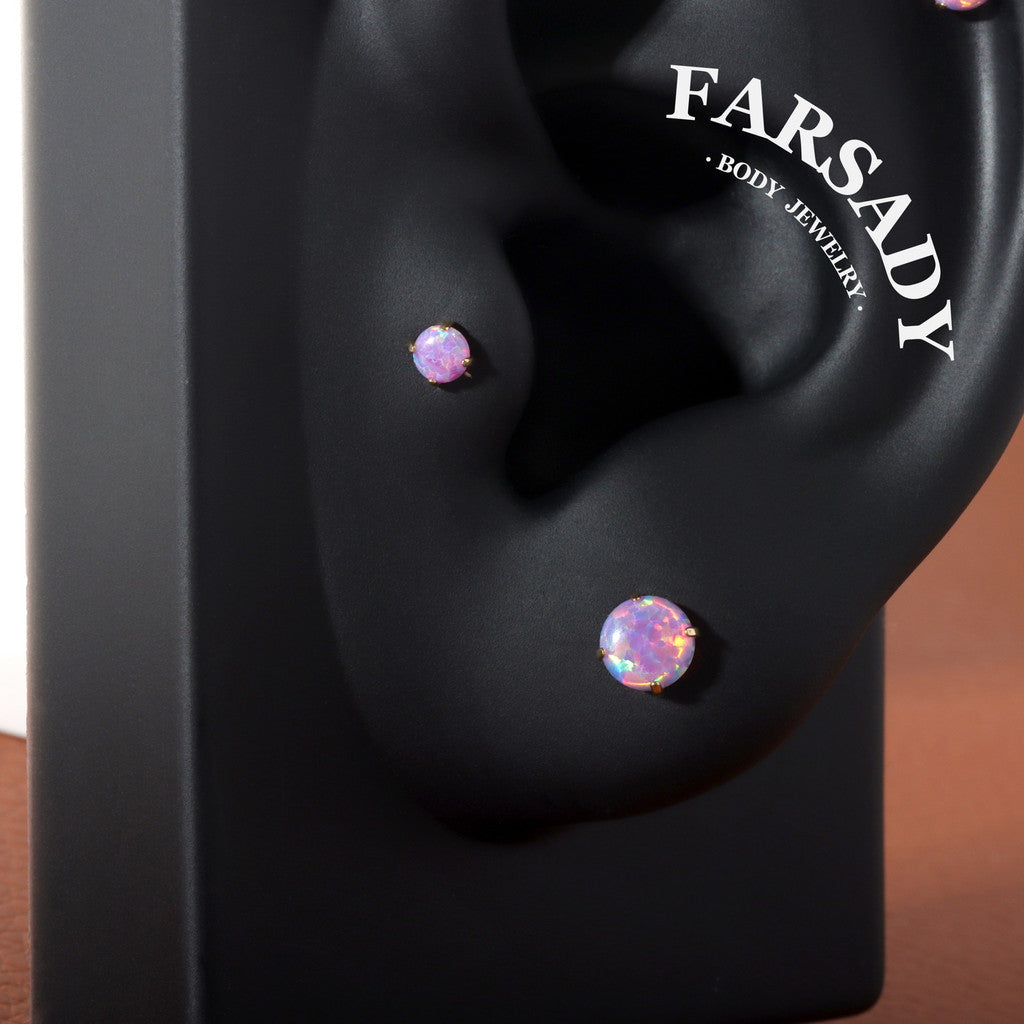 Opal Nebula - F136 Titanium Purple Opal Replacement Tops / Fits Threadless Ear Studs