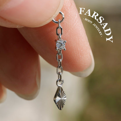 Minimalist CZ Drop Pendant Charm | DIY Chain Dangle Earring Component | 925 Sterling Silver or 18K Gold Plated | Cartilage Piercing Add-On