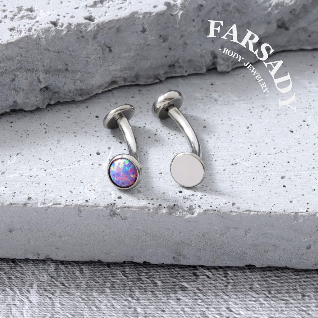 Mini Purple Opal - F136 Titanium Internally Threaded Belly Button Ring / Fits 14G Navel Piercing