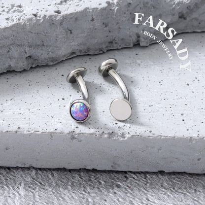 Mini Purple Opal - F136 Titanium Internally Threaded Belly Button Ring / Fits 14G Navel Piercing