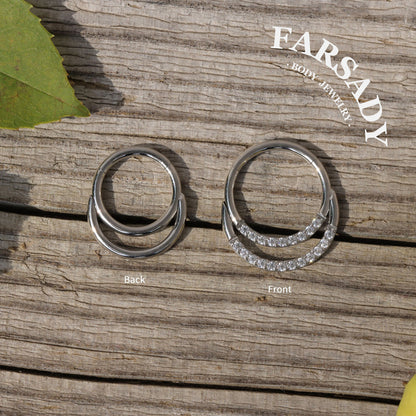 Dual Halo - ASTM F136 Titanium Hinged Clicker Hoop / Fits 16G Septum Ring Helix Conch Cartilage Earring