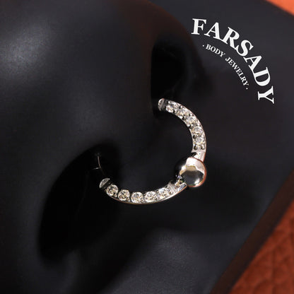 Bead Radiance - F136 Titanium Hinged Clicker Hoop / Fits 16G Septum Ring Helix Conch Cartilage Earring
