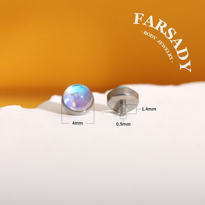 AB Flash Moonstone - F136 Titanium Replacement Tops / Fits Internal Thread Ear Studs
