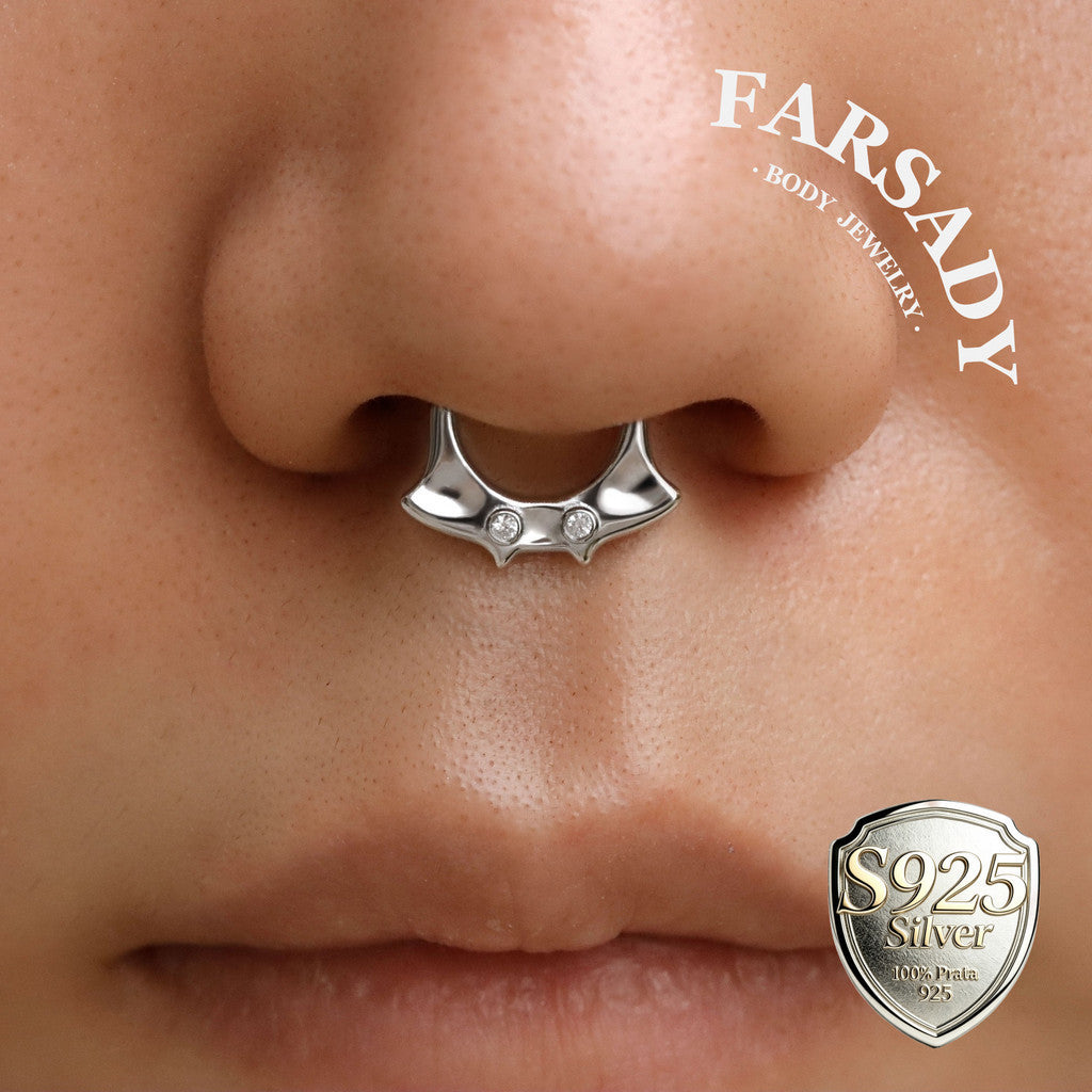 Soft Manta - Sterling Silver Hinged Clicker Hoop / Fits 16G Septum Ring Helix Conch Daith Earring
