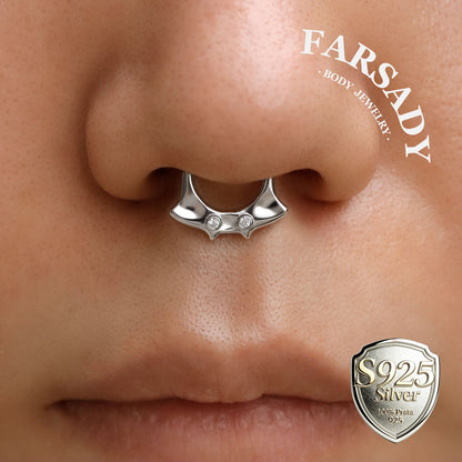 Soft Manta - Sterling Silver Hinged Clicker Hoop / Fits 16G Septum Ring Helix Conch Daith Earring
