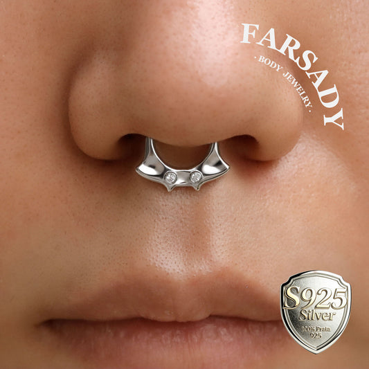 Soft Manta - Sterling Silver Hinged Clicker Hoop / Fits 16G Septum Ring Helix Conch Daith Earring