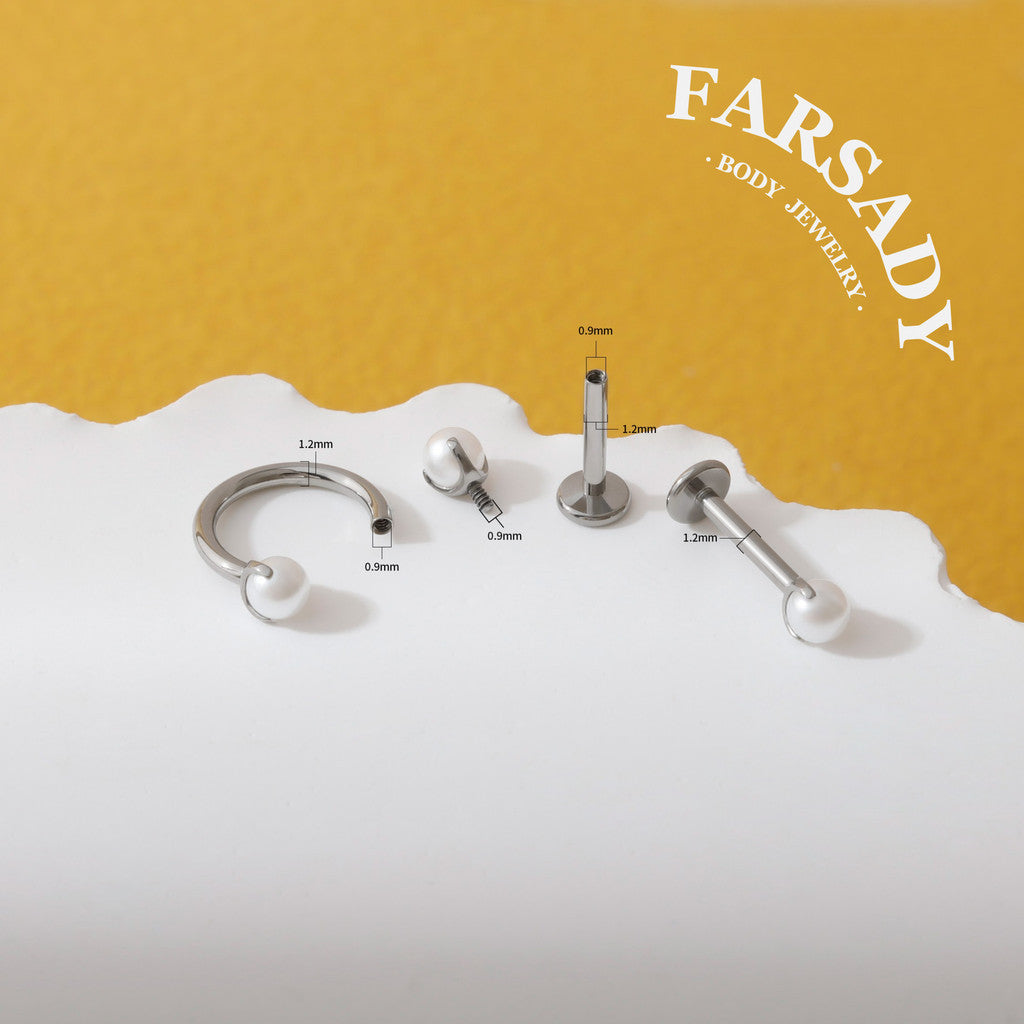 Lunar Pearl - Titanium Replacement Tops / Fits Internal Thread Ear Studs