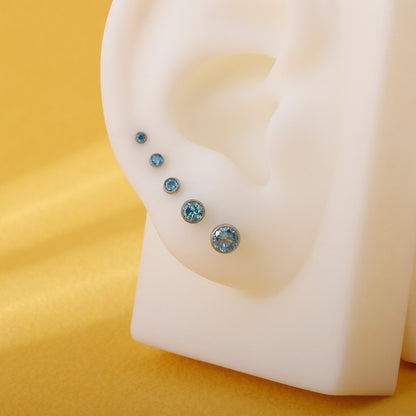 Chroma Gradia - F136 Titanium Colorful CZ Replacement Tops / Fits Internal Thread Ear Studs