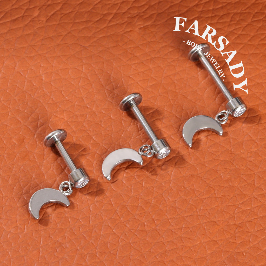 Moon Whisper - F136 Titanium Internally Threaded Stud / Fits Cartilage Helix Tragus Lobe Piercing