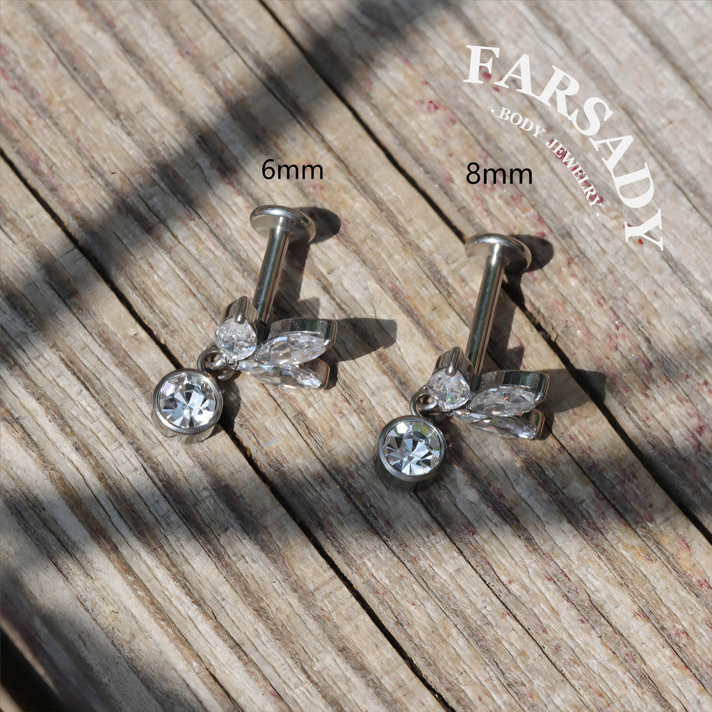Leaf Whisper - F136 Titanium Internally Threaded Stud / Fits Cartilage Helix Tragus Lobe Piercing