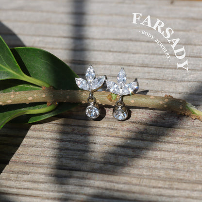 Leaf Whisper - F136 Titanium Internally Threaded Stud / Fits Cartilage Helix Tragus Lobe Piercing