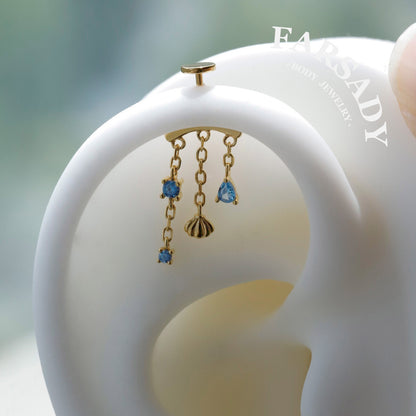 Marine Lapis - Sterling Silver Push In Stud