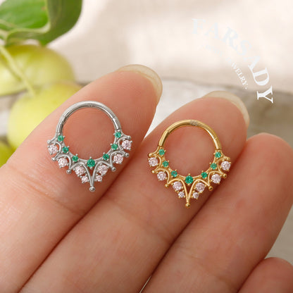 Sterling Silver Enchanted Starburst 16G Daith Earring Hoop, Sterling Silver Hoop Earrings, 8mm Daith Clicker, Helix Ring, Septum Ring, Septum Clicker Gold