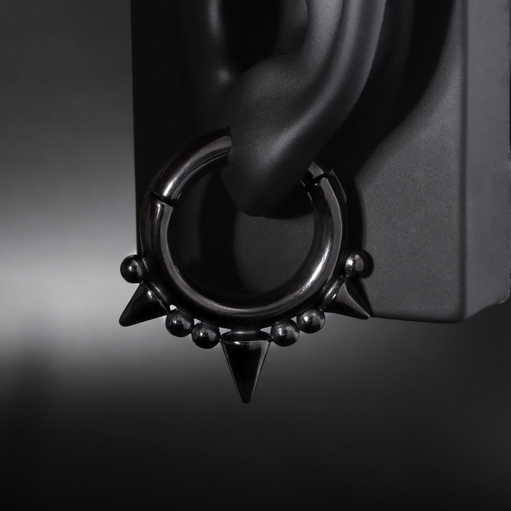 Spikes Ear Weights Hanger with Magnetic Clasp/2G Heavy Ear Stretchered Hoop/ 6mm Ear Gauges/ Stretched Earrings/ Steel Ear Hanger