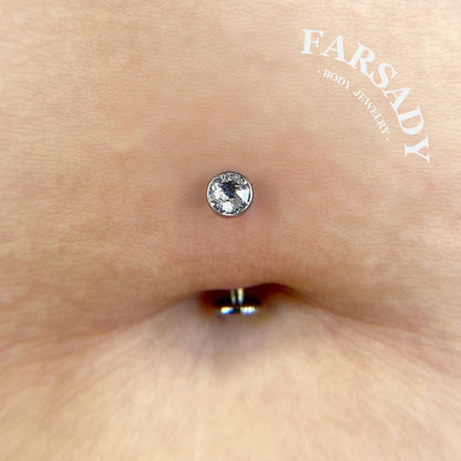 Bezel Arc Spark - F136 Titanium Internally Threaded Belly Button Ring / Fits 14G Navel Piercing
