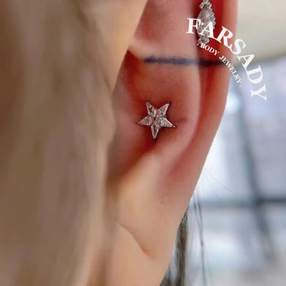 Stellar Prism - F136 Titanium Internally Threaded Stud / Fits Cartilage Helix Tragus Lobe Nostril Piercing