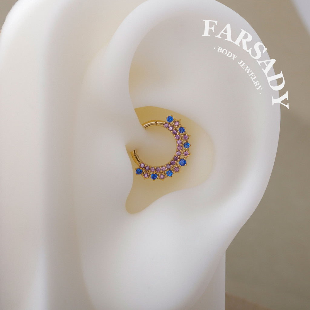 16G S925 Star sea Septum Ring, 16G Celestial Daith Hoop Earring, Sterling Silver Septum Clicker, Helix Ring Gold, Star Septum Piercing Jewelry | Sparkling Daily Wear with Gift Box
