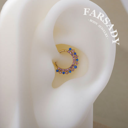 16G S925 Star sea Septum Ring, 16G Celestial Daith Hoop Earring, Sterling Silver Septum Clicker, Helix Ring Gold, Star Septum Piercing Jewelry | Sparkling Daily Wear with Gift Box