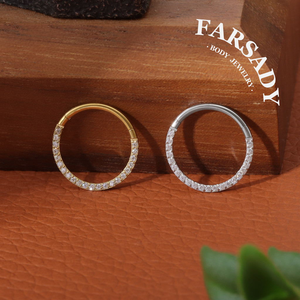 16G Titanium Zirconia Hinged Clicker Nose Earring Minimalist Sparkling CZ Multi Piercing Jewelry Septum Helix Conch Daith Rook Tragus Daily Wear With Gift Box