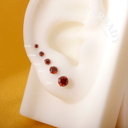Titanium Push Pin Top with 5A Cubic Zirconia in 2/2.5/3/4/5mm| Fits 16G/18G/20G Threadless Base| helix tragus conch nose lip flat back stud