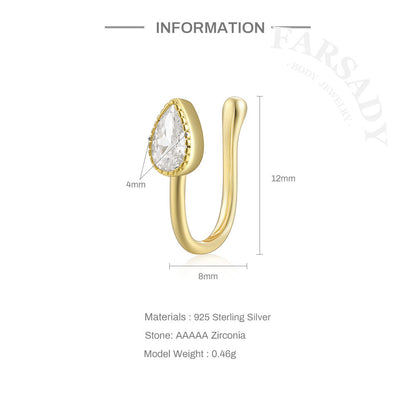 Mixed Shape CZ - 925 Silver Fake Nose Ring / Fit Non-Pierced Nose Ring