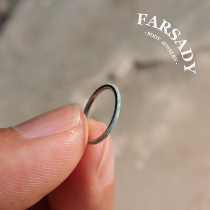 Opal Veil - Hinged Clicker Hoop / Fits 20G Nose Ring Helix Conch Cartilage Earring