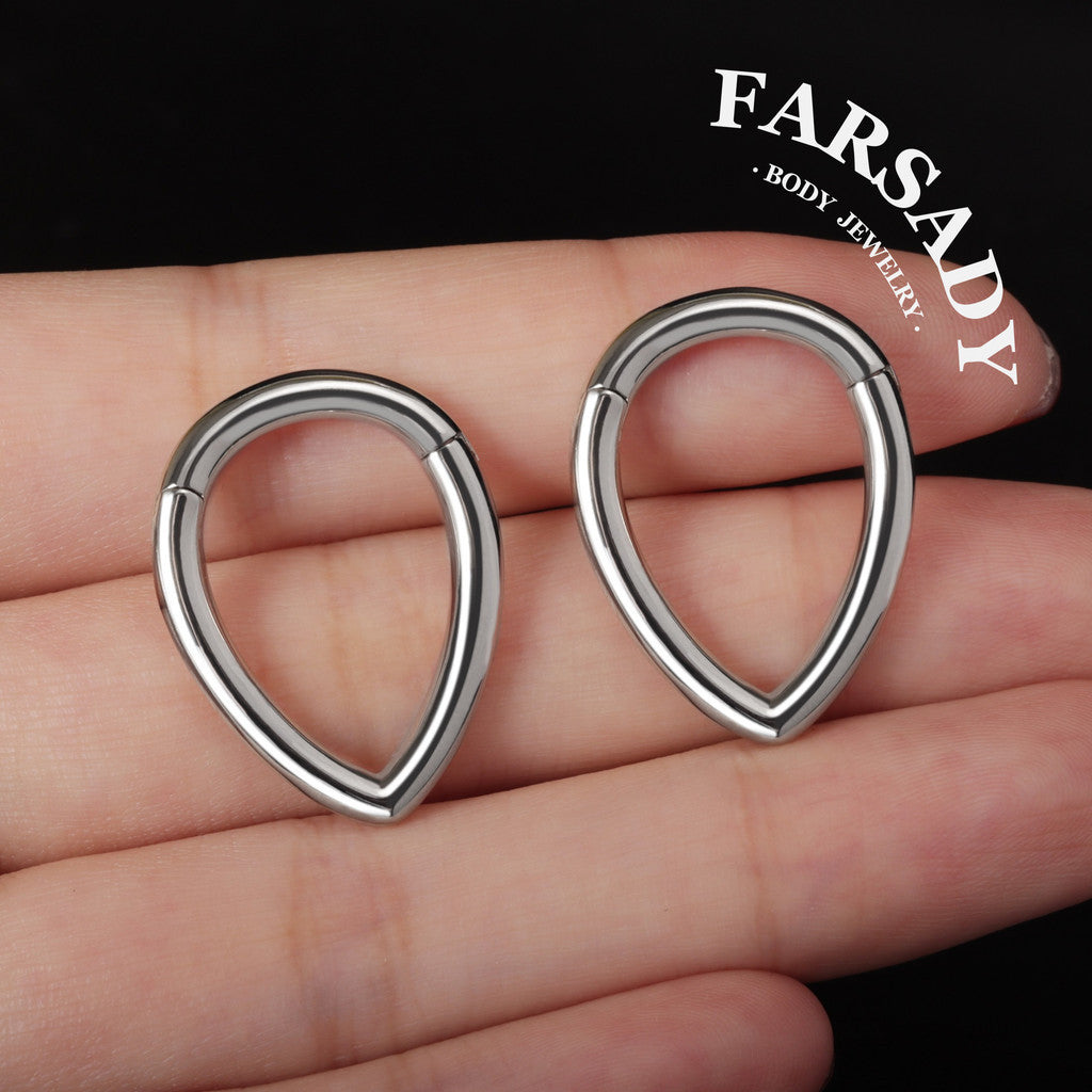 V Curve - 316L Hinged Clicker Ear Weights / Fits 3G 2G Stretched Ear Lobes Tunnels Plugs