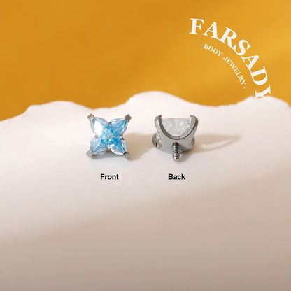 Rainbow Clover - F136 Titanium Colorful CZ Replacement Tops / Fits Internal Thread Ear Studs