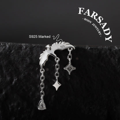 Aether Raven - 925 Silver Threadless Stud / Fits Cartilage Helix Tragus Lobe Earring