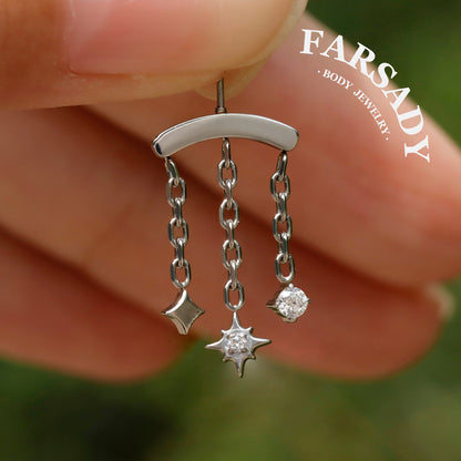North Glimmer - Sterling Silver Push In Stud