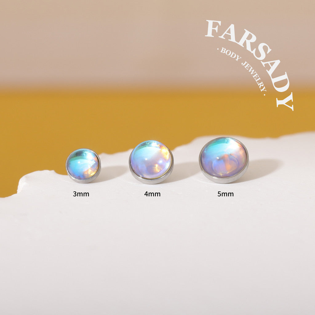 AB Flash Moonstone - F136 Titanium Replacement Tops / Fits Internal Thread Ear Studs