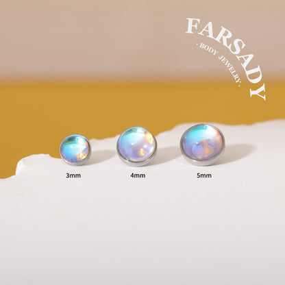 AB Flash Moonstone - F136 Titanium Replacement Tops / Fits Internal Thread Ear Studs