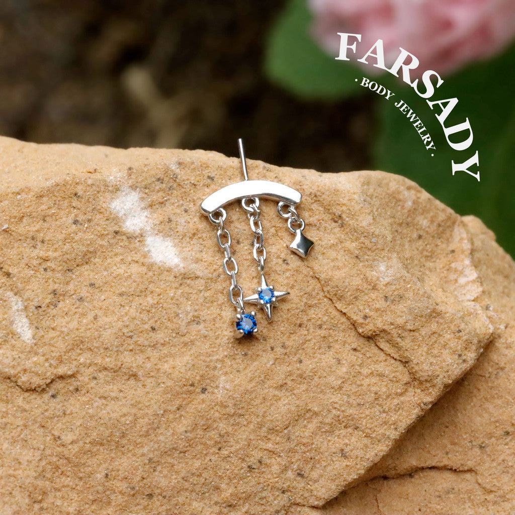 Midnight Pole - Sterling Silver Push In Stud