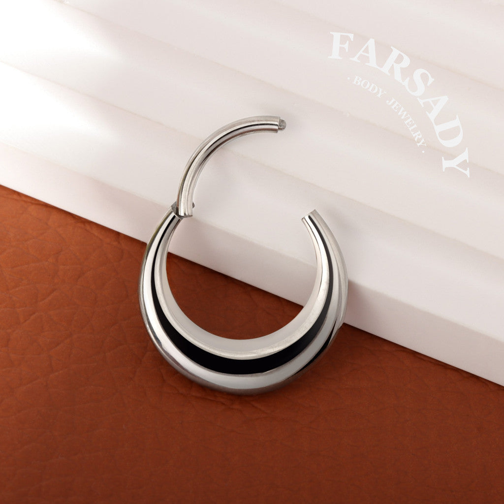 16G Titanium Moon Septum Ring  Hinged Nose Piercing Hoop Daith Helix Earring Daily Wear Accessories Gift Ready for Present Giving