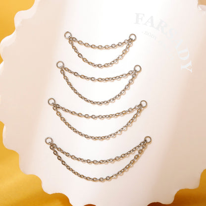 Minimalist Titanium Double Chain Charm for Helix Tragus Conch Earrings | DIY Earring Accessory in Multiple Sizes