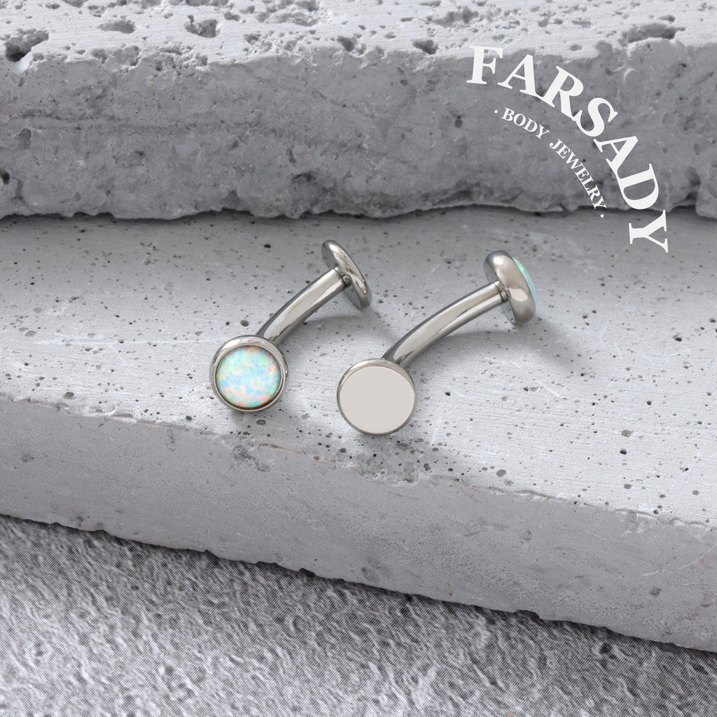 Prismatic Opal Dot - F136 Titanium Internally Threaded Belly Button Ring / Fits 14G Navel Piercing