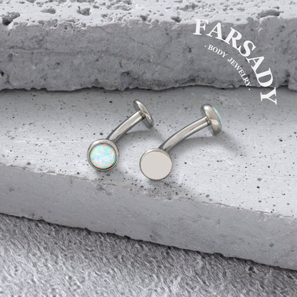 Prismatic Opal Dot - F136 Titanium Internally Threaded Belly Button Ring / Fits 14G Navel Piercing