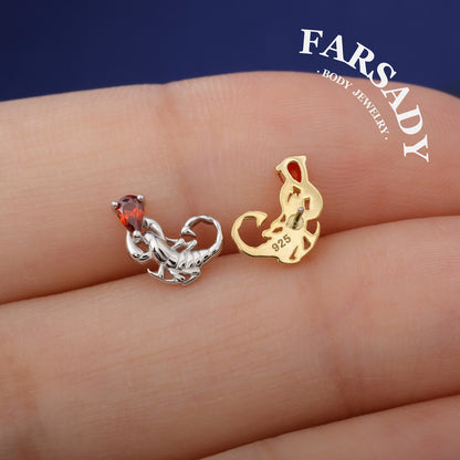 Venom Ruby Scorpion - F136 Titanium Threadless Stud / Fits Cartilage Helix Tragus Lobe Earring