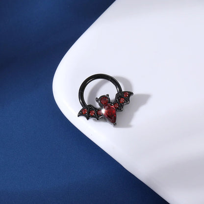 Night Bat - CZ Hinged Clicker Hoop / Fits 16G Septum Ring Helix Conch Cartilage Earring