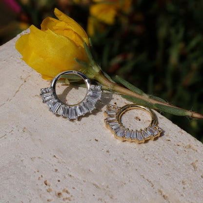 Allround Radiance - Sterling Silver Hinged Clicker Hoop / Fits 16G Septum Ring Helix Conch Daith Earring