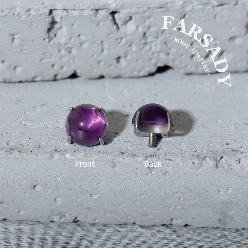 Gradient Amethyst - F136 Titanium Natural Amethyst Replacement Tops / Fits Internal Thread Ear Studs