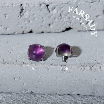 Gradient Amethyst - F136 Titanium Natural Amethyst Replacement Tops / Fits Internal Thread Ear Studs