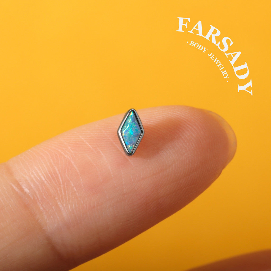 Rhombus Opalis - F136 Titanium Colorful Opal Replacement Tops / Fits Internal Thread Ear Studs