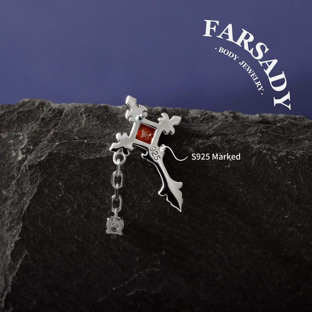 Crimson Creed - 925 Silver Threadless Stud / Fits Cartilage Helix Tragus Lobe Earring