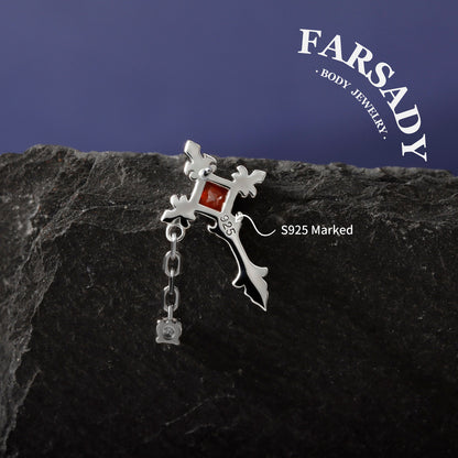 Crimson Creed - 925 Silver Threadless Stud / Fits Cartilage Helix Tragus Lobe Earring