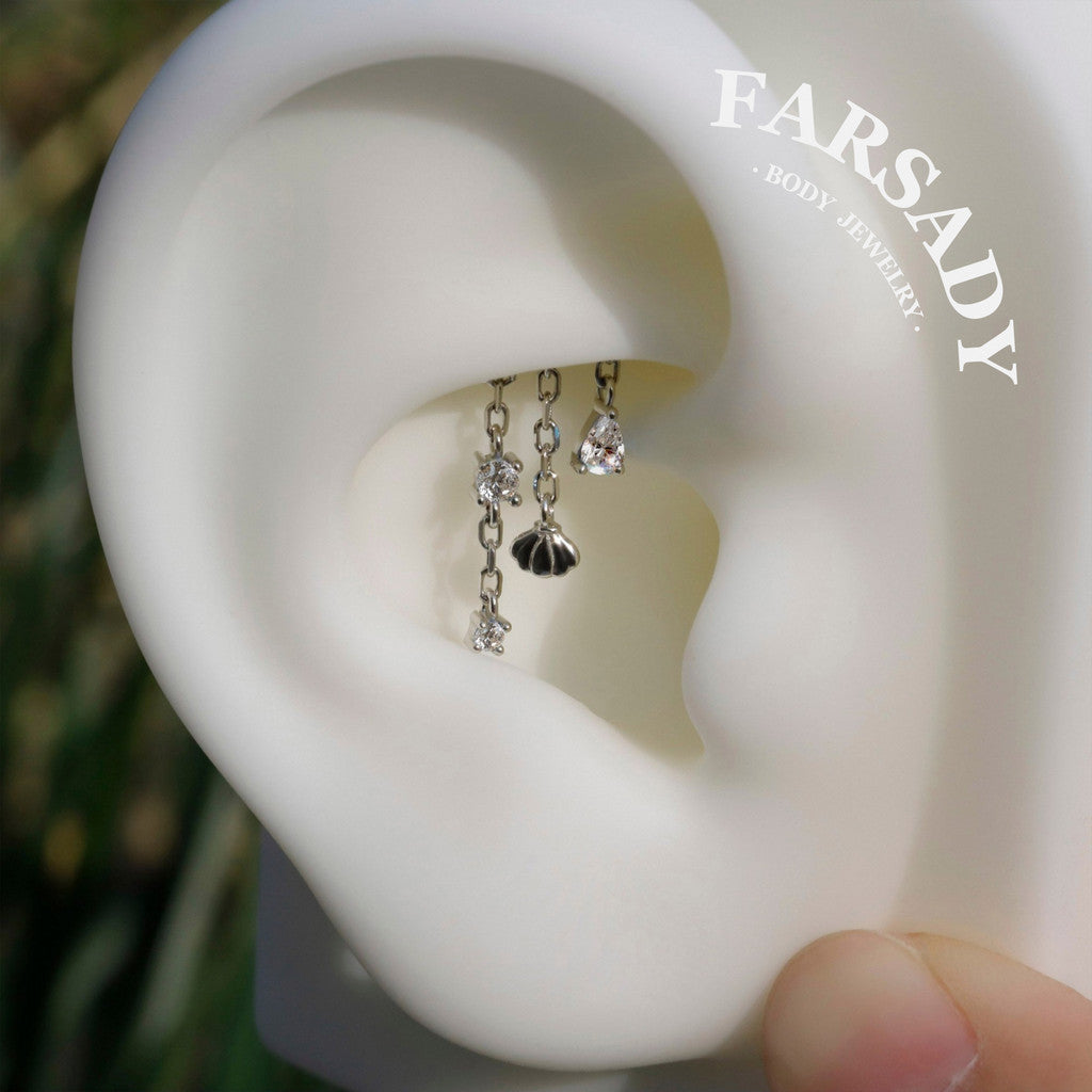 Lunar Shell - Sterling Silver Push In Stud